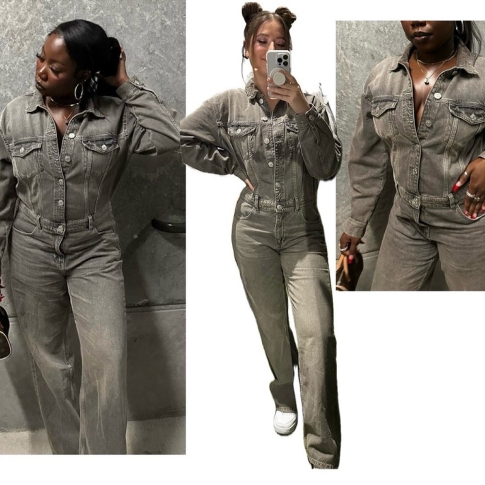Zara Gray Denim Jumpsuit